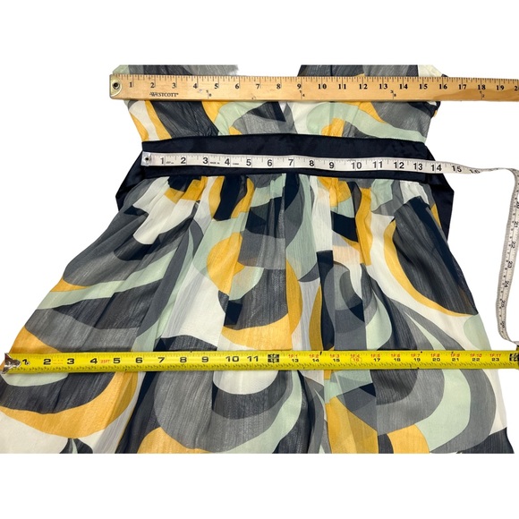 Y2K Dress Sleeveless V Neck Geometric Print Empire Waist Size Small - Picture 6 of 11